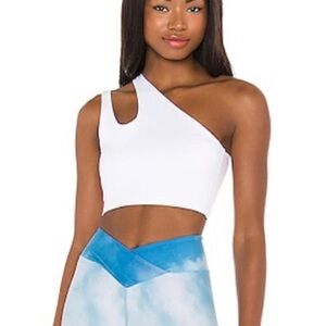 REVOLVE White Asymmetrical Sleeveless Crop Top